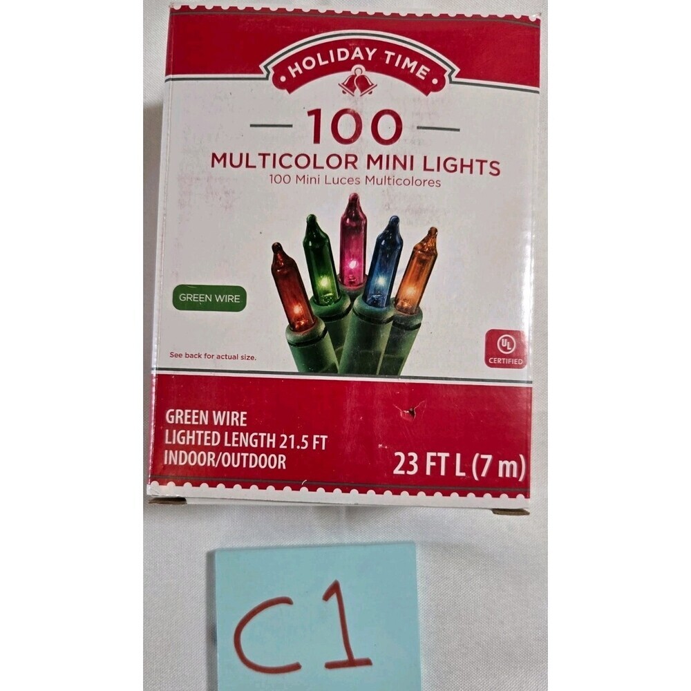 Holiday Time 100 Multicolor Mini Lights Indoor/Outdoor 21.5 Ft Green Wire NIB!